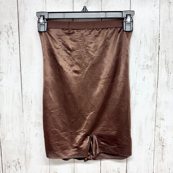 Skims Shapewear Women Medium Brown Metallic Shapewear Shorts Slimming Intimates - Picture 1 of 5